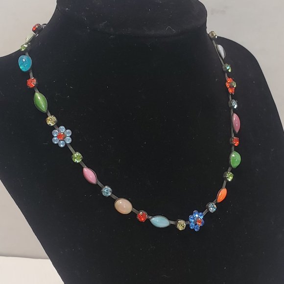 Atlantis Berline Germany Vintage Gemstone Flower Necklace - Picture 4 of 11